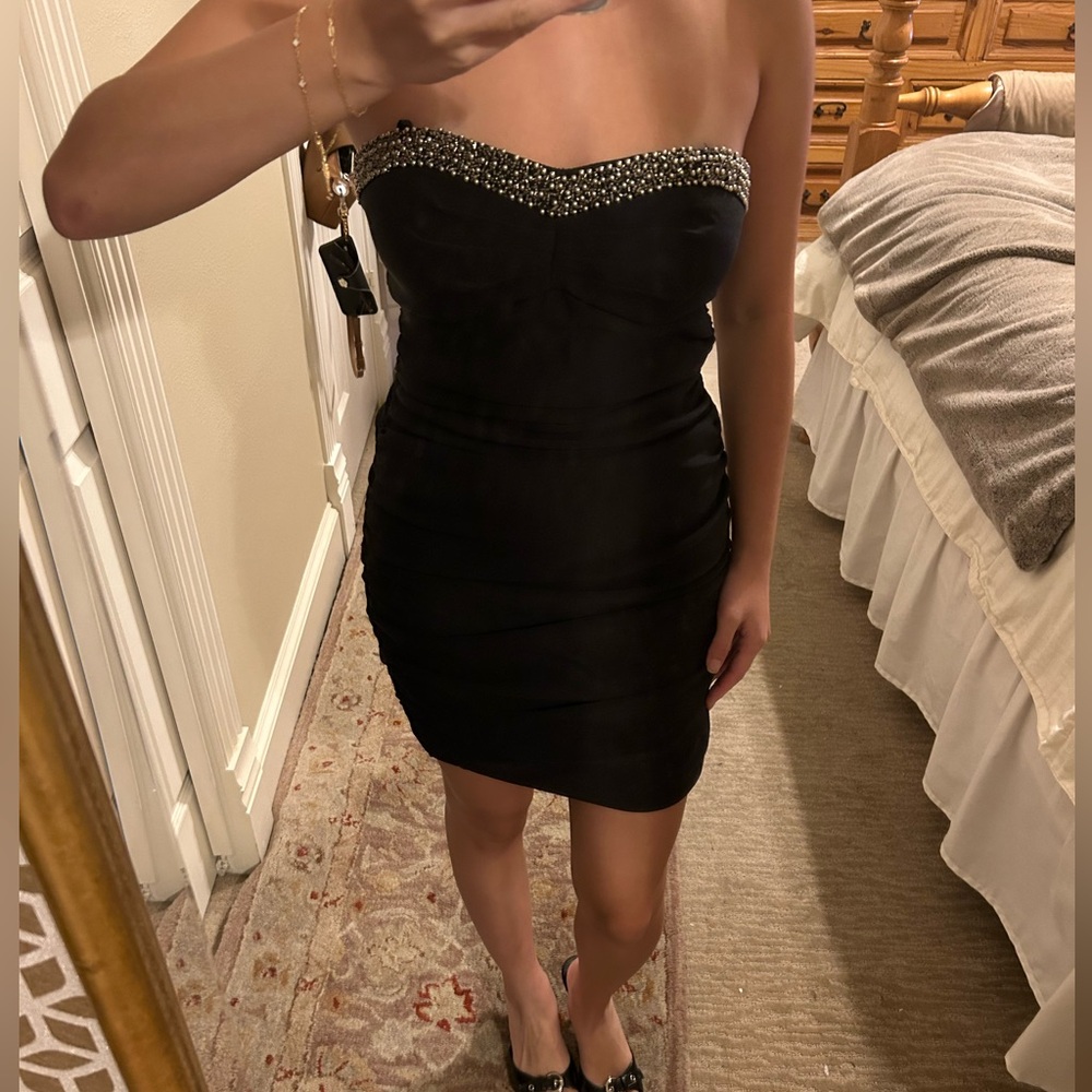 Strapless black dress
